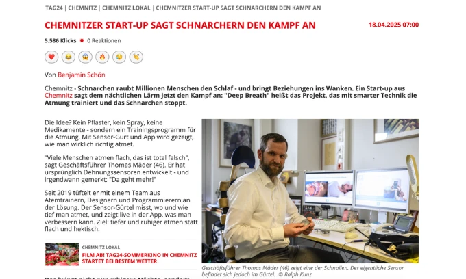 TAG24-Artikel über Deep Breath